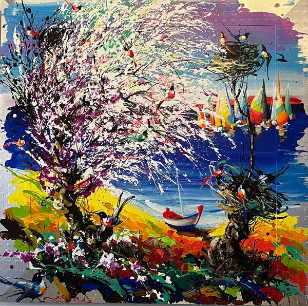 Yorgo Igli Almond Trees on Painted Aluminum Frame